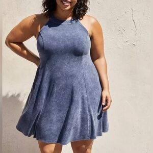 Torrid Dress Mini A-line Sleeveless Grey Summer Rib Trapeze Pockets Flowy sz 2X